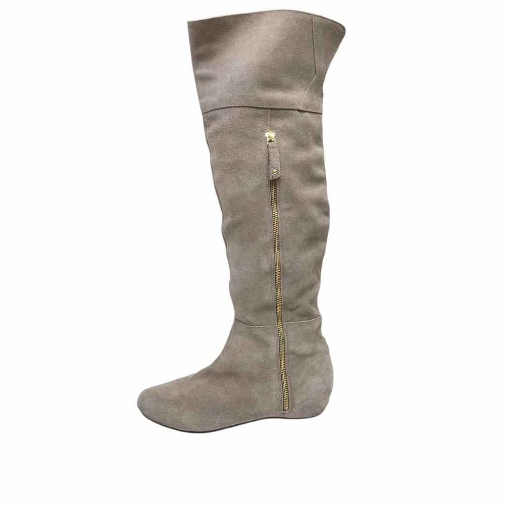 Steve Madden Suede Over The Knee Flat Boots Taupe Women's 8.5